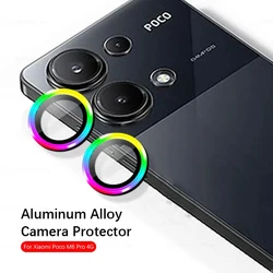 For Xiaomi Poco M6 Pro 4G Aluminium Alloy Camera Protector Case Ring Poco M 6Pro PocoM6Pro Back Cover Lens Tempered Glass Film