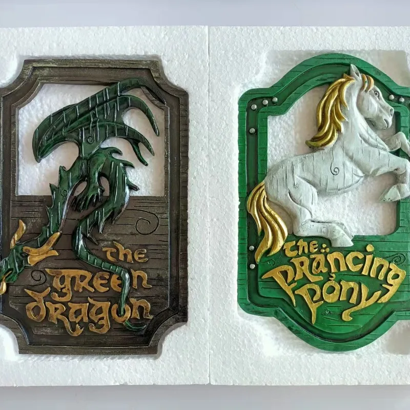 Longma – artisanat en résine, décorations murales modernes pour la maison, ensemble de panneaux de Pub du seigneur du poney et du Dragon vert