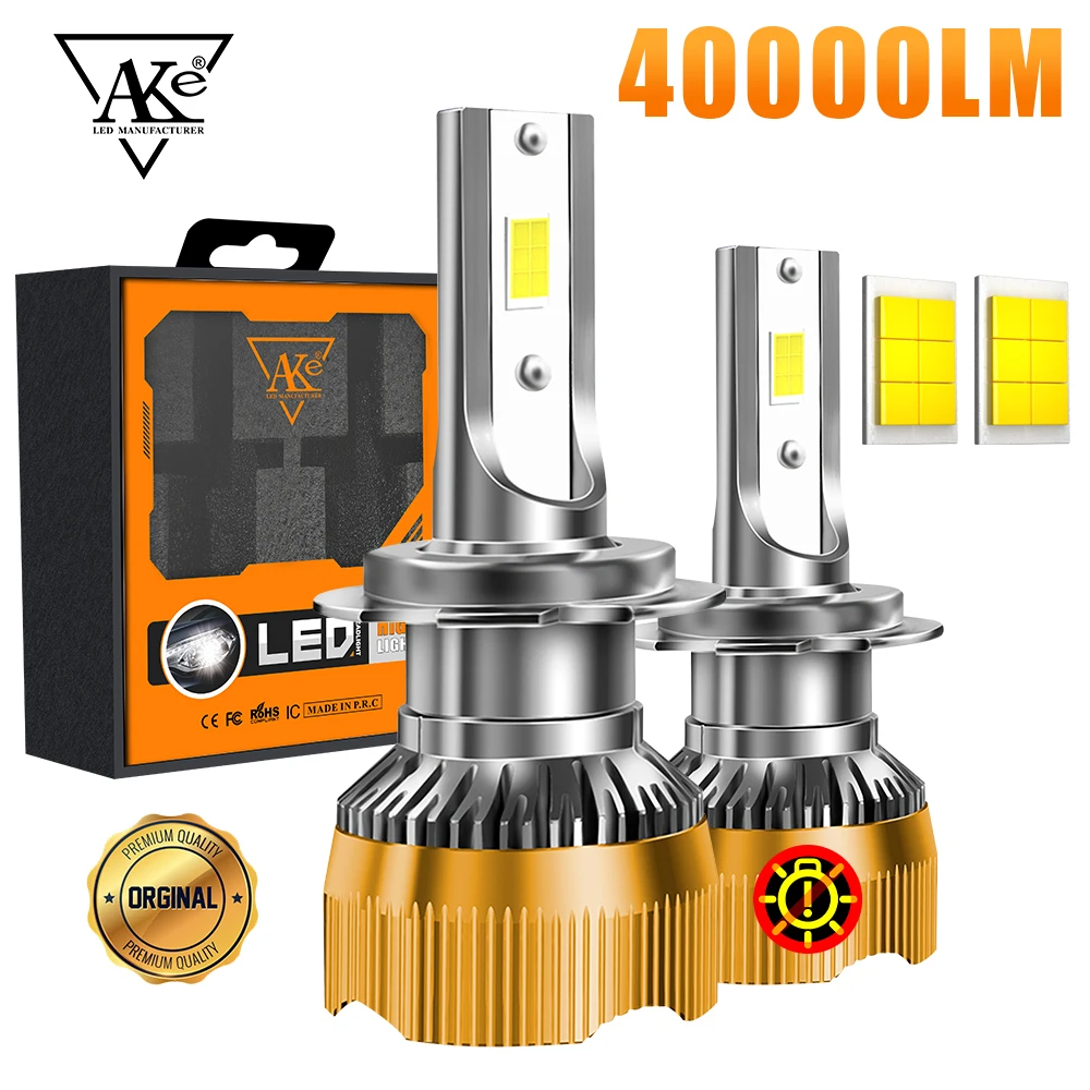 

AKE Universal H7 LED Car Headlight, H4 Low Beam/high Beam H1 H11 9005 HB3 9006 HB4 9012 Fog Lights Auto Lamp Bulb 6000K 40000LM