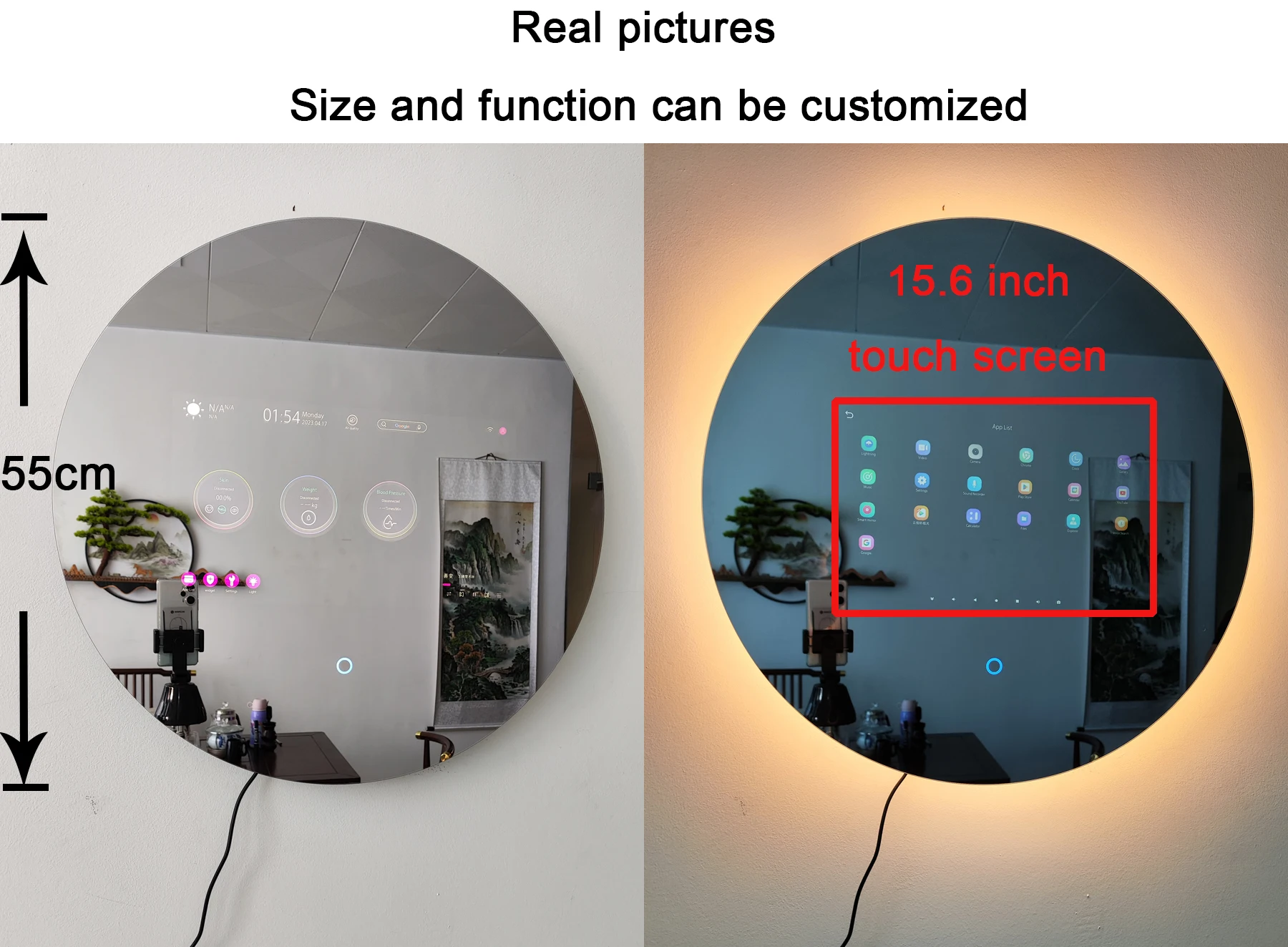 Indoor LED Touch Screen 21.5 Inch Display Screen Intelligent Bedroom Tv Mirror Bathroom Smart Mirror Android