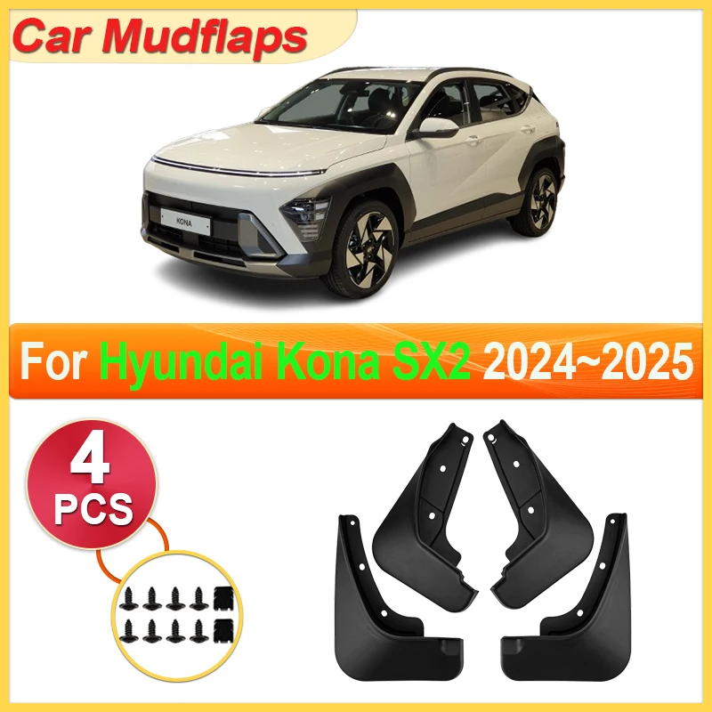 

Car Mudguard Part For Hyundai Kona Kauai SX2 MK2 2024~2025 Mudflap Splash Proof Fender Car Flare Cover Guard Auto Mud Accessorie