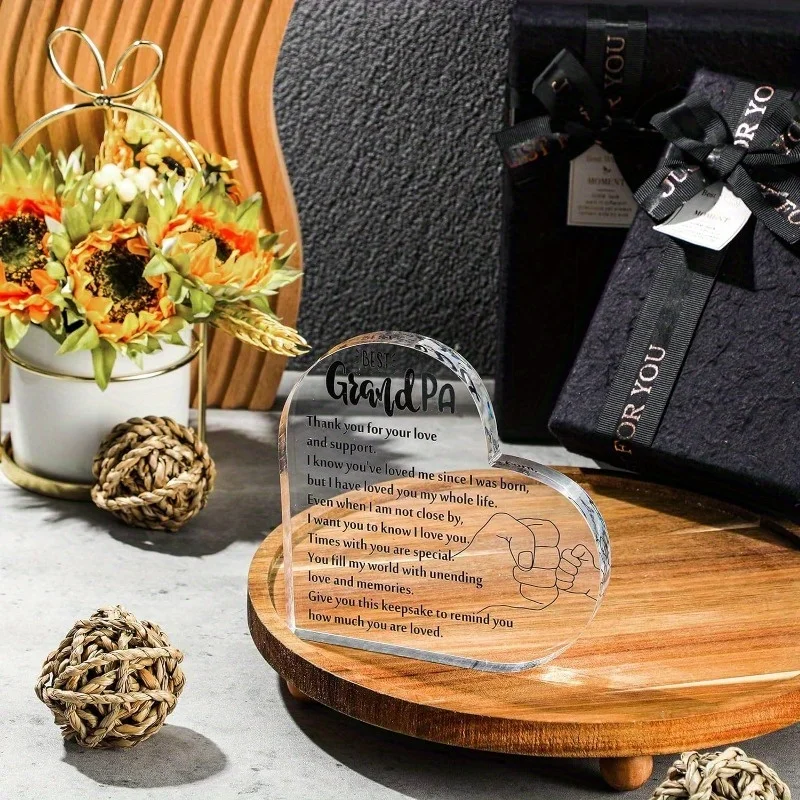 هدية قلب أكريليك من حفيدة إلى جد. هدية عيد ميلاد من جد إلى جد. شكرا لك #3