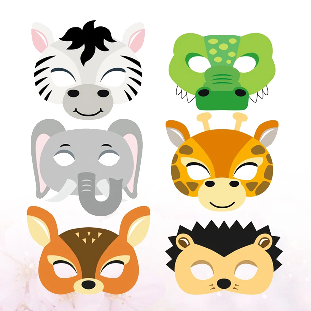 

12pcs Animal Masks Kids Halloween Costumes Party Supplies Cartoon Design Soft Comfortable School Play Birthday Gifts
