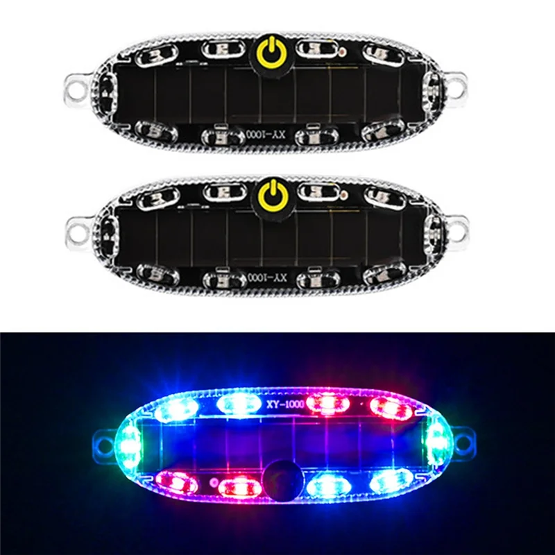 AC57-2PC Solar LED Warning Light Car Wireless Flash Light Motorcycle Bicycle Bike Rear Red And Blue Flashing Light