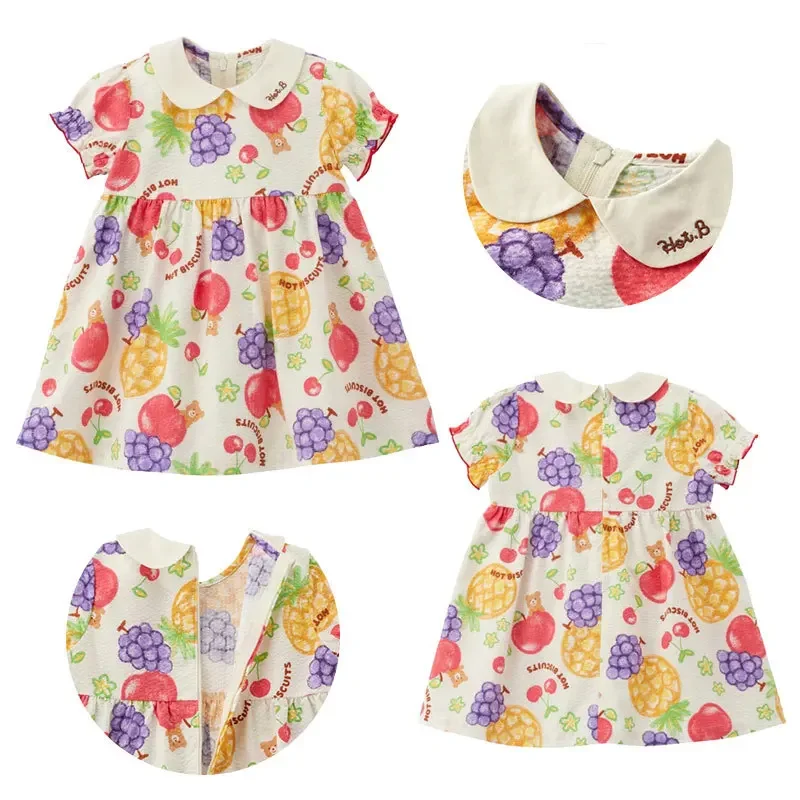 

Baby Summer Girls Dress Japanese Style Cartoon Cute Bear Fruit Dress