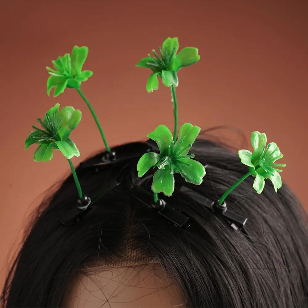 Creative Funny Little Bean Sprouts Grass Hair Clips for Girls Fashion Green Grass Bean Sprout Hairpins Headwear Clamp Claw view 3