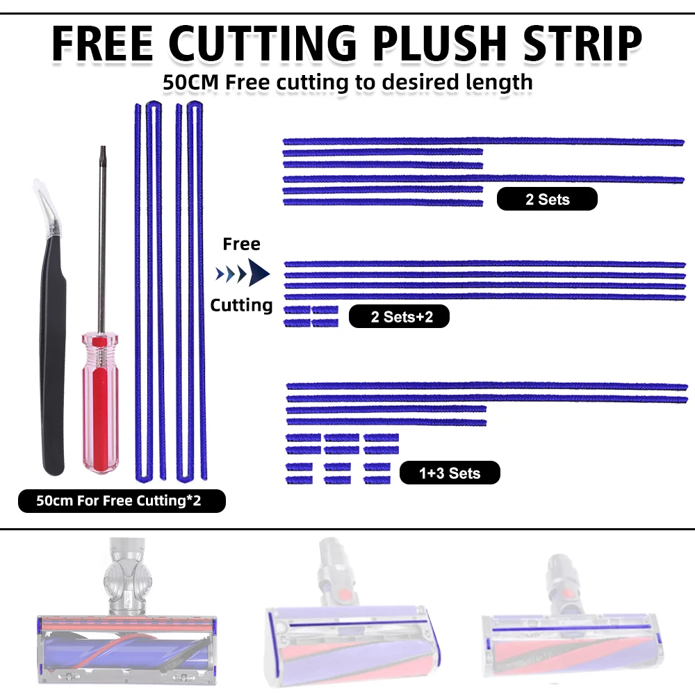 For Dyson V6 V7 V8 V10 V11 Plush Strip Refresh Kit Soft Roller Fluffy Head Plush Strip Replacement Part