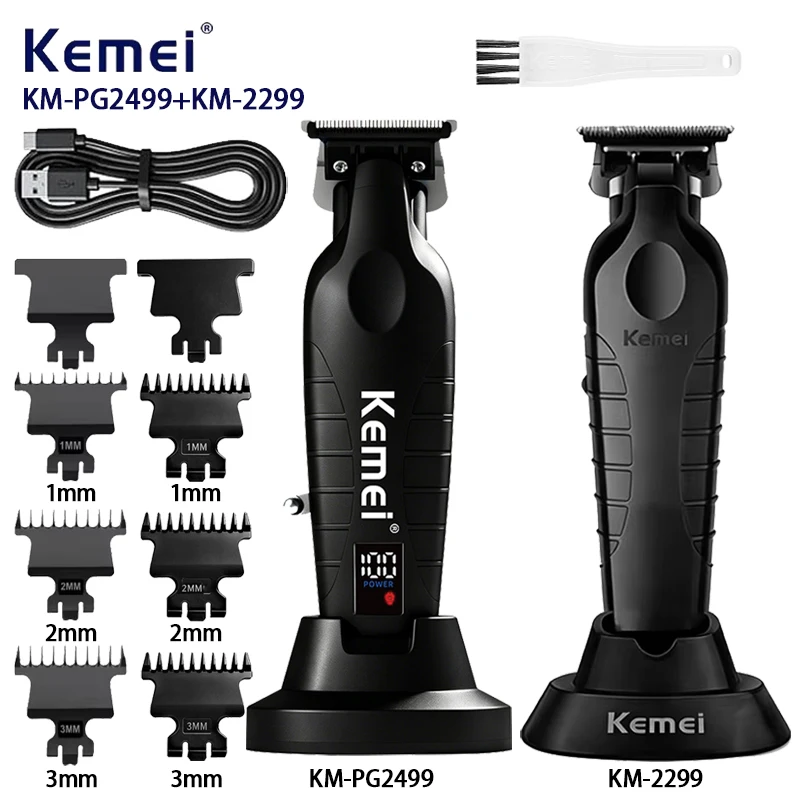 Kemei Professional Hair Trimmer Upgrade of KM-2299 Rechargeable Haircut Machine LCD Display Trimmer For Man KM-PG2499