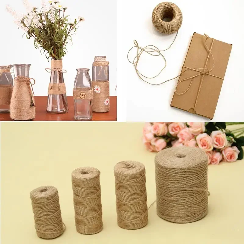 30/50/300Meters Natural Vintage Jute Rope Cord String Twine Burlap Ribbon Crafts Sewing DIY Jute Hemp Wedding Party Decoration