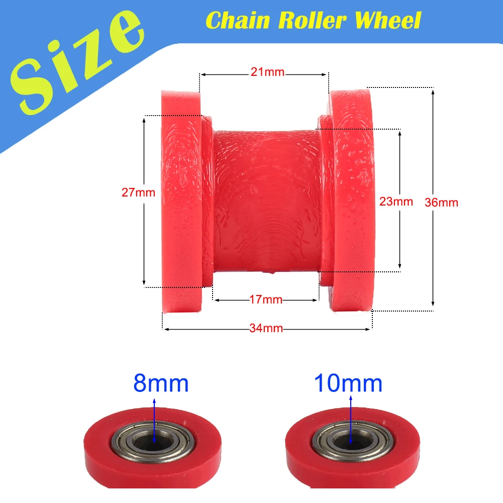 8/10mm Drive Chain Roller Pulley Wheel Slider Tensioner Wheel Guide For Enduro Motorcycle Motocross PIT Dirt Bike ATV CRF CR XR