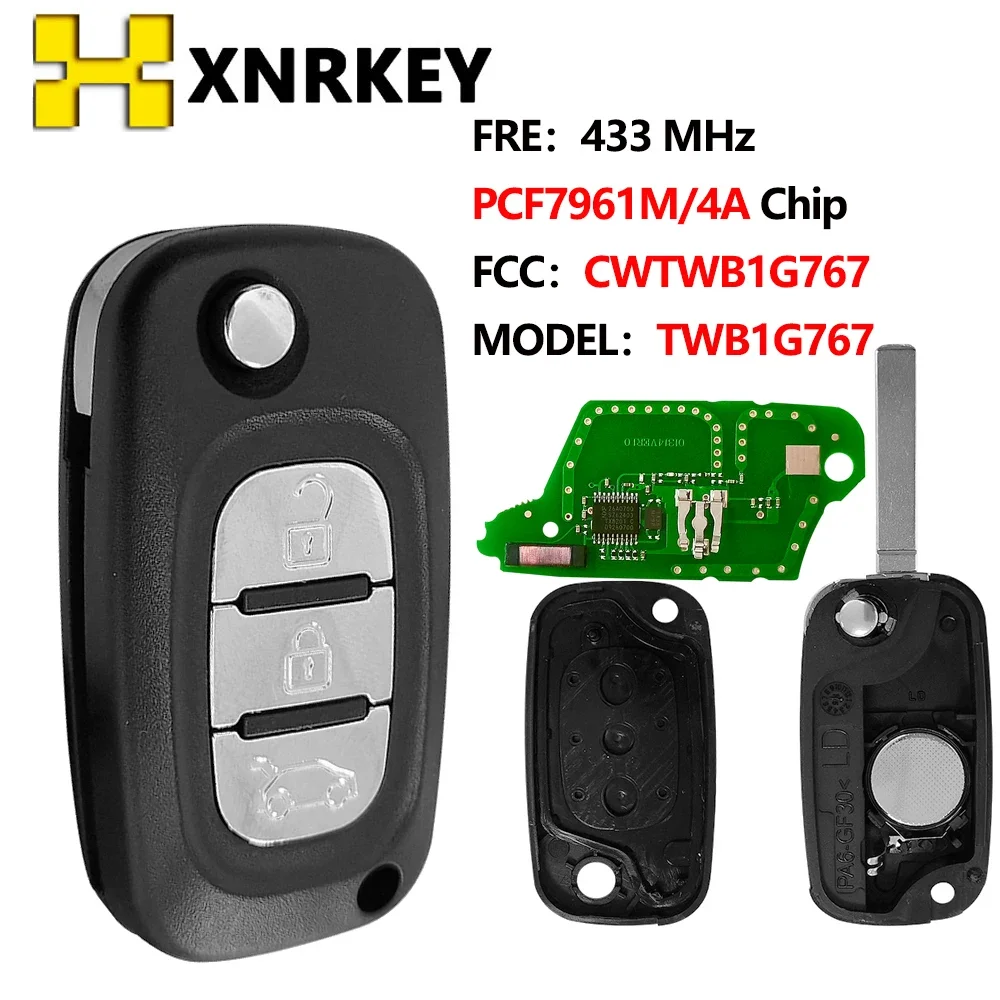 

XNRKEY FCC:TWB1G767 Flip Remote Key 433MHz PCF7961M 4A Chip for Lada Granta Kalina Priora Vesta X-RAY XRAY 2015-2019 Car Key