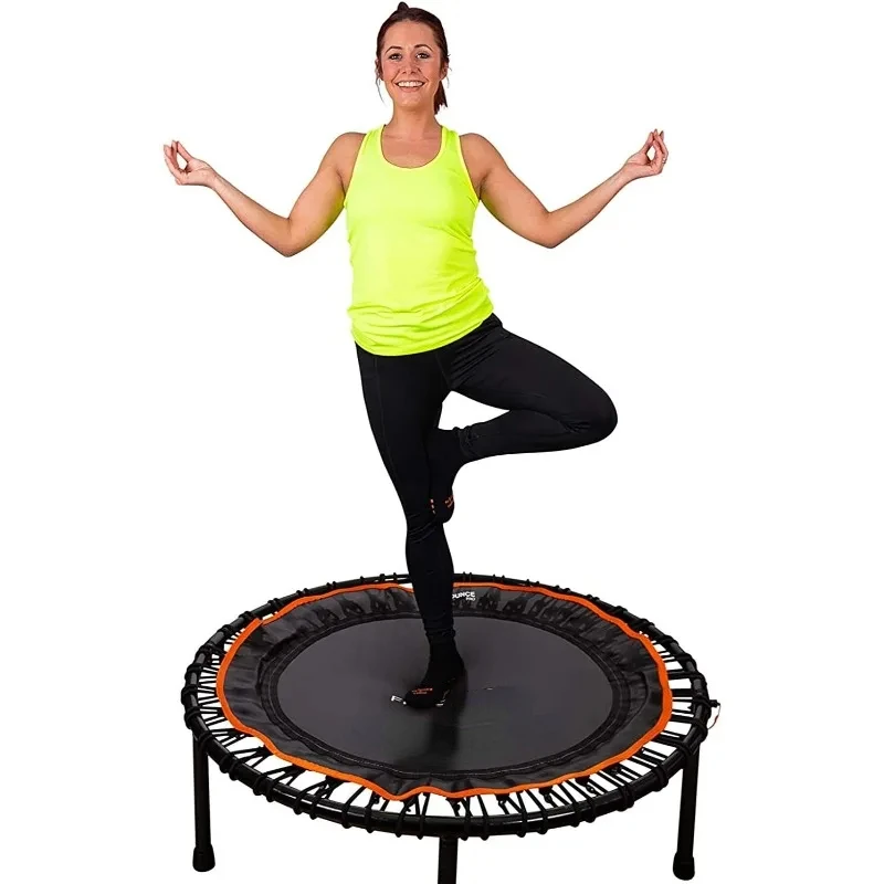 Assembled | Half Folding | Silent & Beautifully Designed Pro Indoor Mini Trampoline for Adults & Kids | DVD & Online Workouts