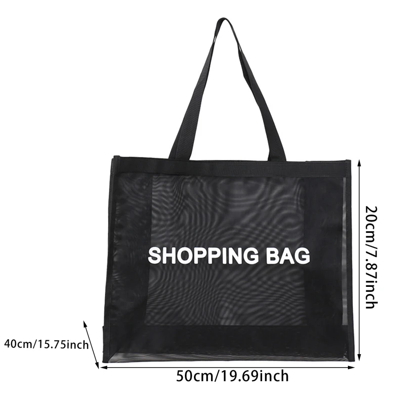 Mesh Shopping Bag Transparent Large Capacity One Shoulder Handbag Breathable Practical Durable Beach Travel Storage Bags