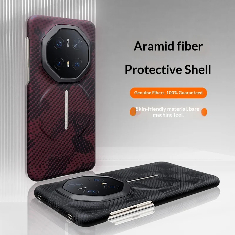 100% Genuine 1500D Kevlar aramid fiber Phone Case For Huawei Mate X6 X5 X3 rotating bracket Magnetic Fall prevention back Cover view 3