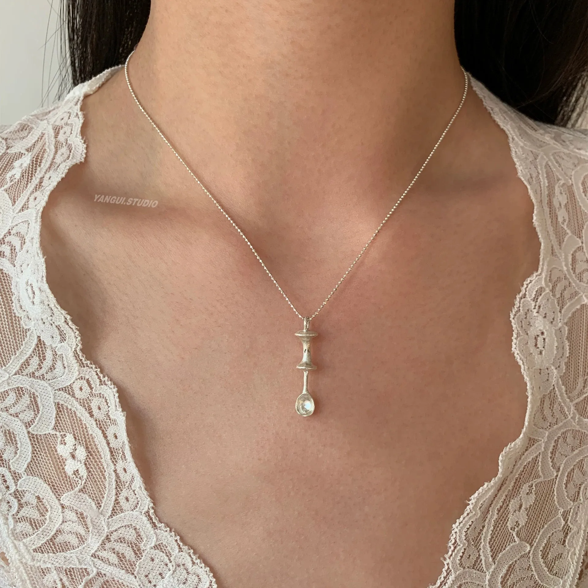 Women's 925 Sterling Silver Love Heart Necklace with Bow Knot Bead