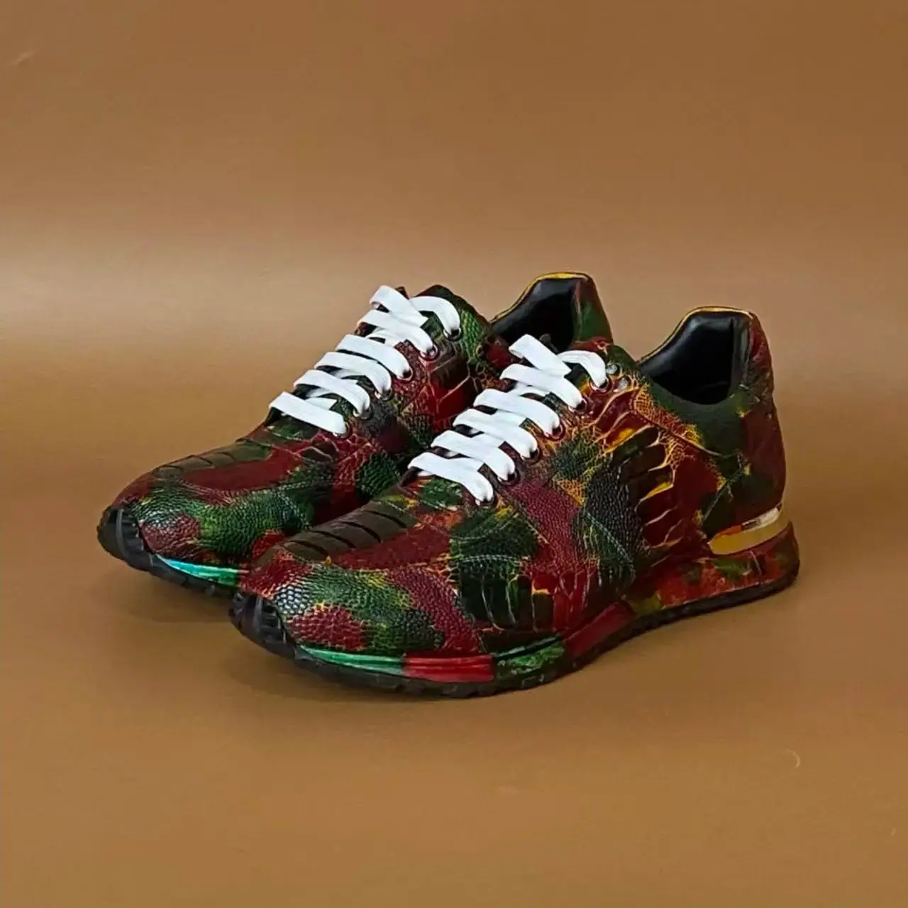 

2025 new arrival Fashion Ostrich skin causal shoes men,male Genuine leather shoes PDD749