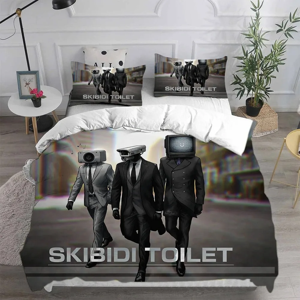 

3D Print Game Skibidi Toilet Arale Bedding Set Double Twin King Duvet Cover Comforter Pillowcase Boys Girls Adults Bedroom