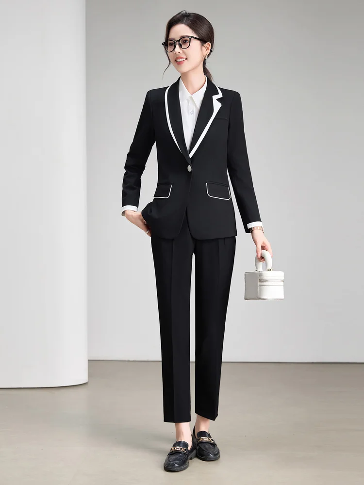Alyssa Fashion Business Women's High-Quality Two-Piece Set Pants + Suit Jacket Elegant Attractive Autumn Winter New Arrival