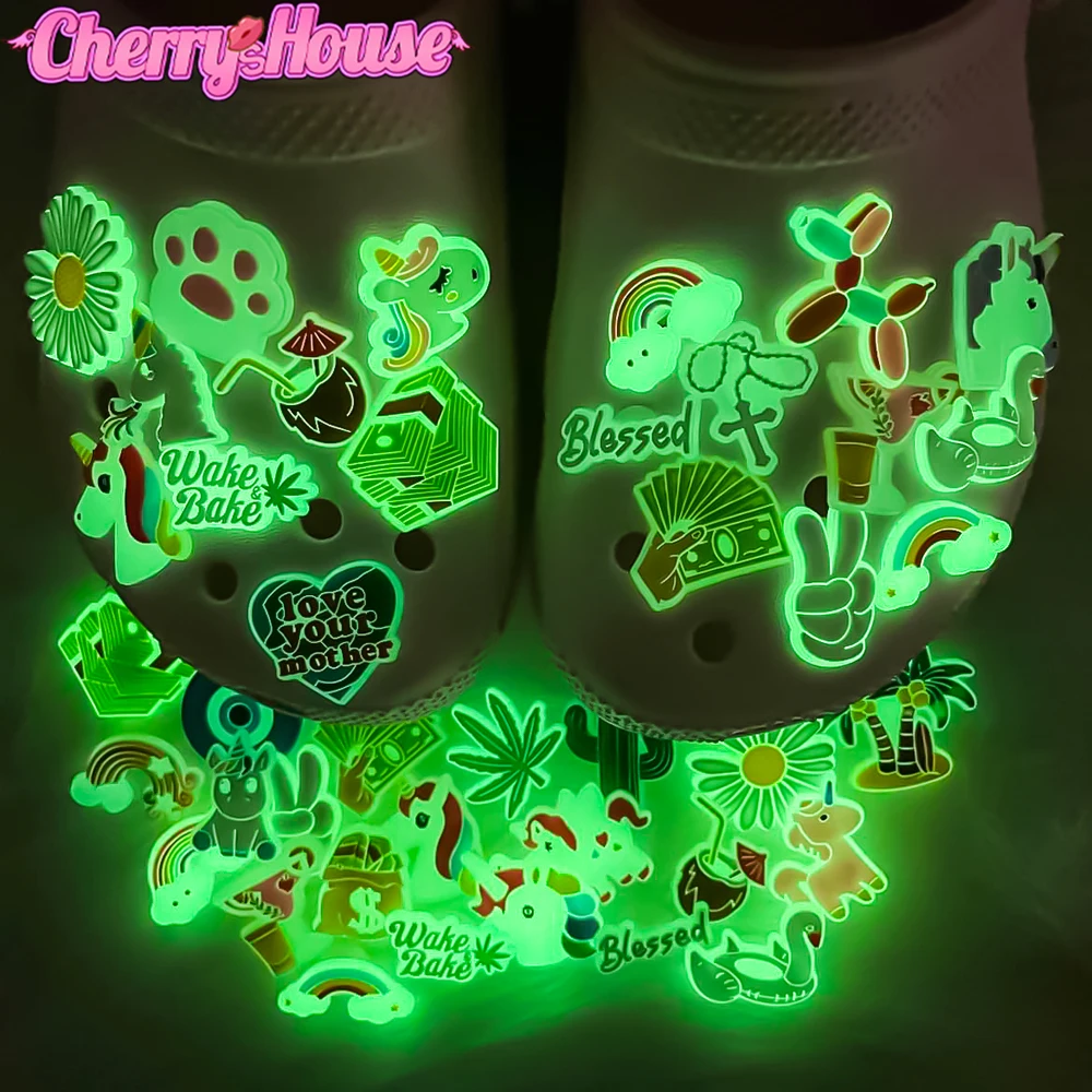 1pcs Luminous Charms for Sandal Accessories Glowing In The Dark Shoe Decorations for Clogs Sandals Pins for Women Girls Gifts