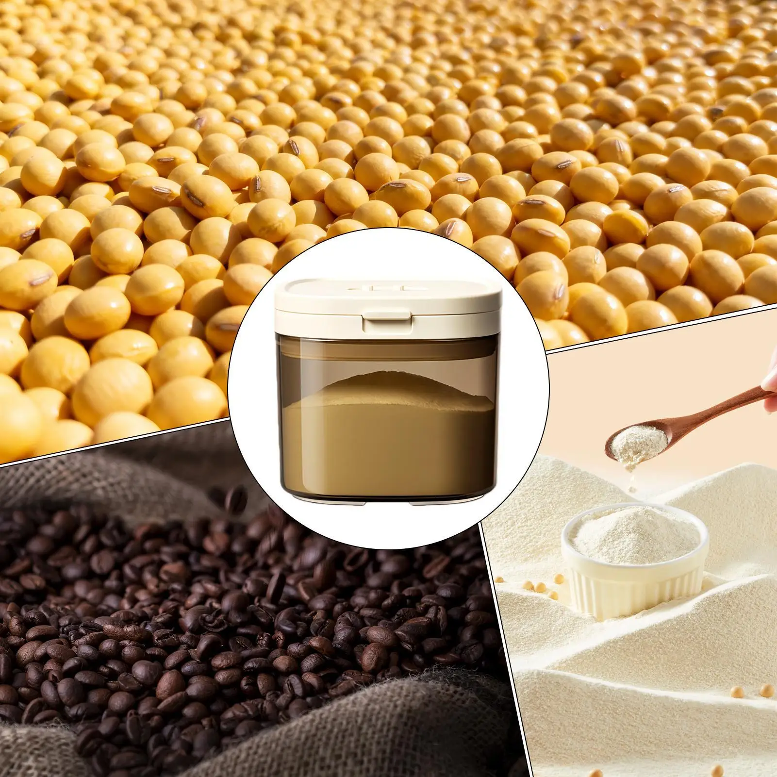 

400/800/1200/ml Airtight Food Storage Container with Scoop BPAFree Kitchen Jar for Flour Sugar Coffee Milk Powder Sealed Fresh