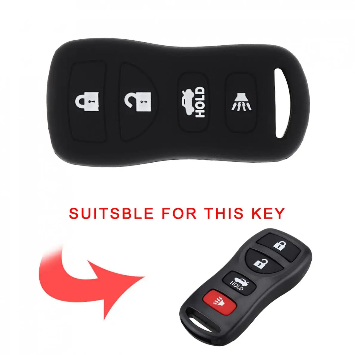 4 Buttons Car Remote Key Fob Case Shell Fit for Infiniti Nissan 2002-2011 Silicone Straight Plate Key Shell Case Cover