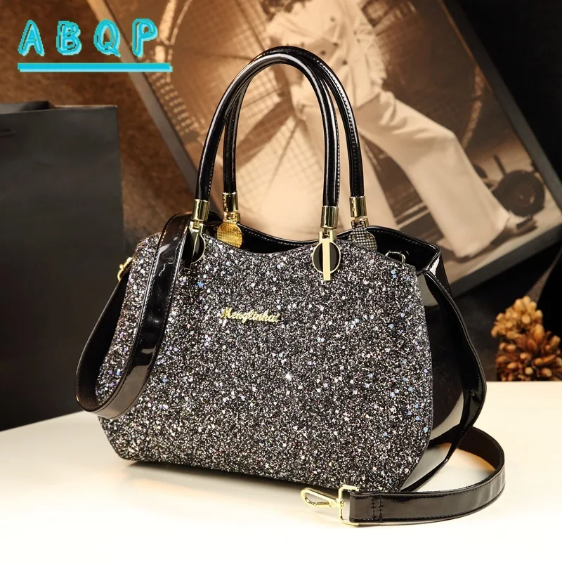 

ABQP New Women's Shoulder Bag Large Capacity Banquet Fashion Women's Shoulder Messenger Bag Shiny Casual Women's Bag