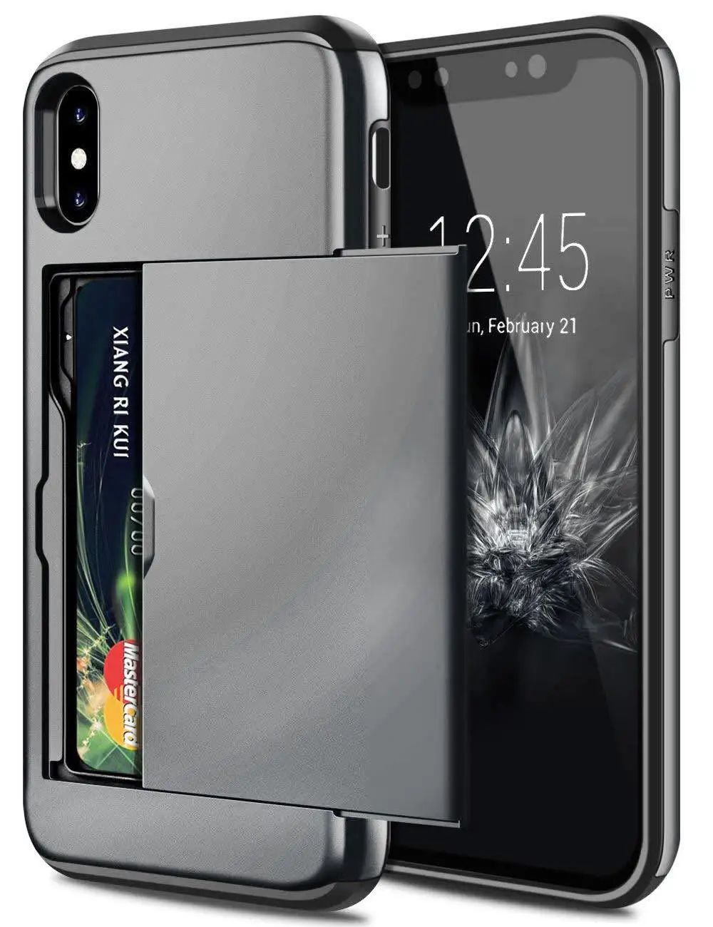 Armor Slide Card Case Voor iPhone 16 15 14 13 12 Pro 11 11 Pro Max Kaartsleuf Houder Cover 16 Pro Max X XS Max XR Fundas Capa