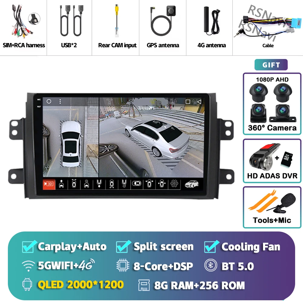 Android 15 Carplay Autoradio Multimedia Voor Suzuki SX4 SX 4 2006-2013 Head Unit BT GPS video DVD DSP Speler Autoradio Stereo