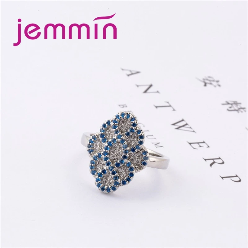 

Fashion Great Classic Full Setting Blue & White CZ 925 Sterling Silver Ring Full Sizes For Women Men Jewelry Party Gift
