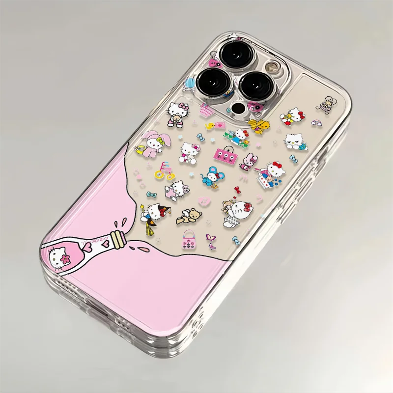 New Sanrio Hello Kitty Rabbit Phone Case For Iphone 15 14 13 12 11 Pro Max 7 8 Plus X XR XS Max Girl Gift Anti drop Phone Cases