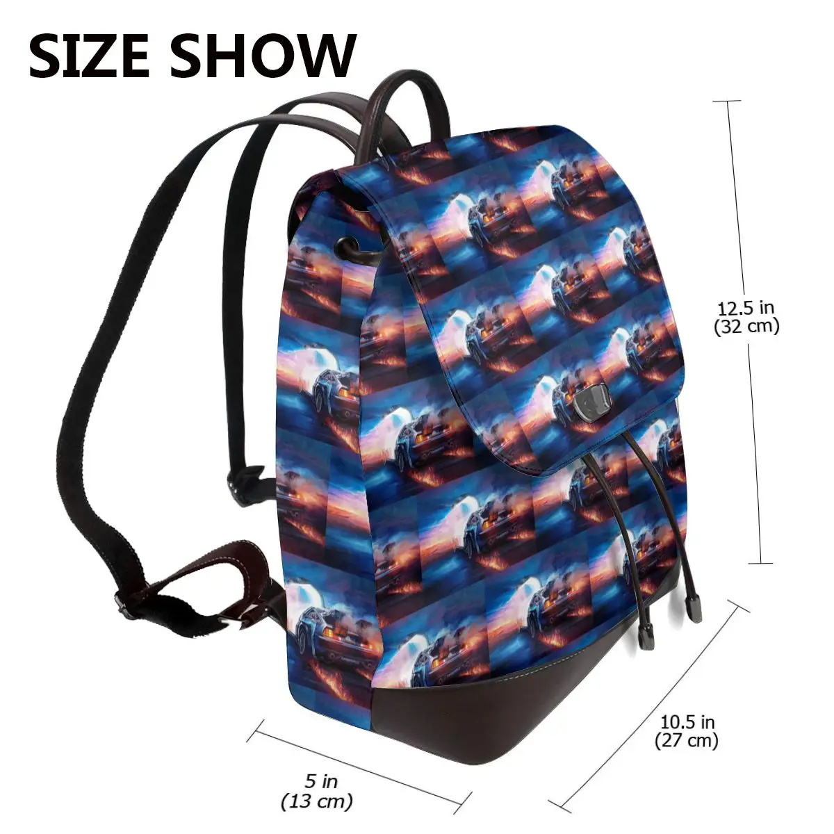 Back To The Future Delorean Time Machine Women Soft Leather Backpack Multi Pockets Work Travel Ladies Casual Rucksack