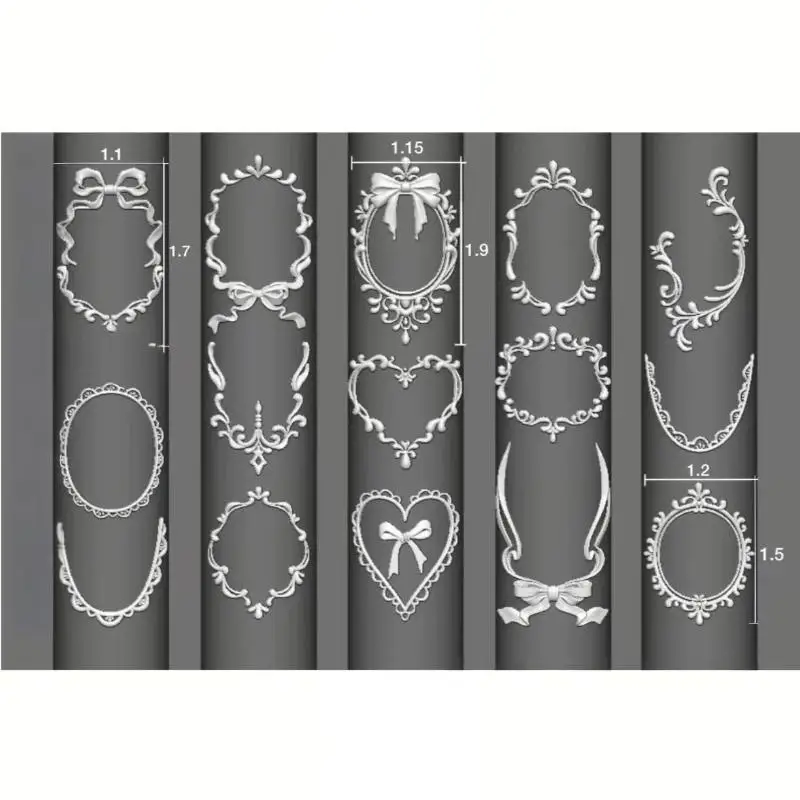 【B】1/3Pcs Artistic Nail Art Silicone Mold Lace Embossed Pattern 3D Nail Decorations Nail Templates Design Tool For Nail Artists