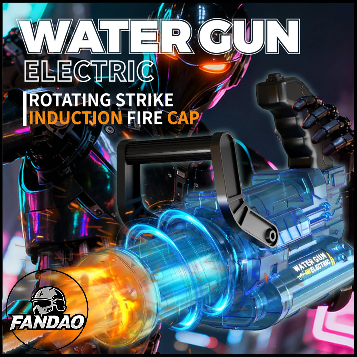New Burst Electric Gatling Water Gun with cool lights Auto Fire Kids Water Blaster Outdoor Summer Play Toy for Children's Gifts