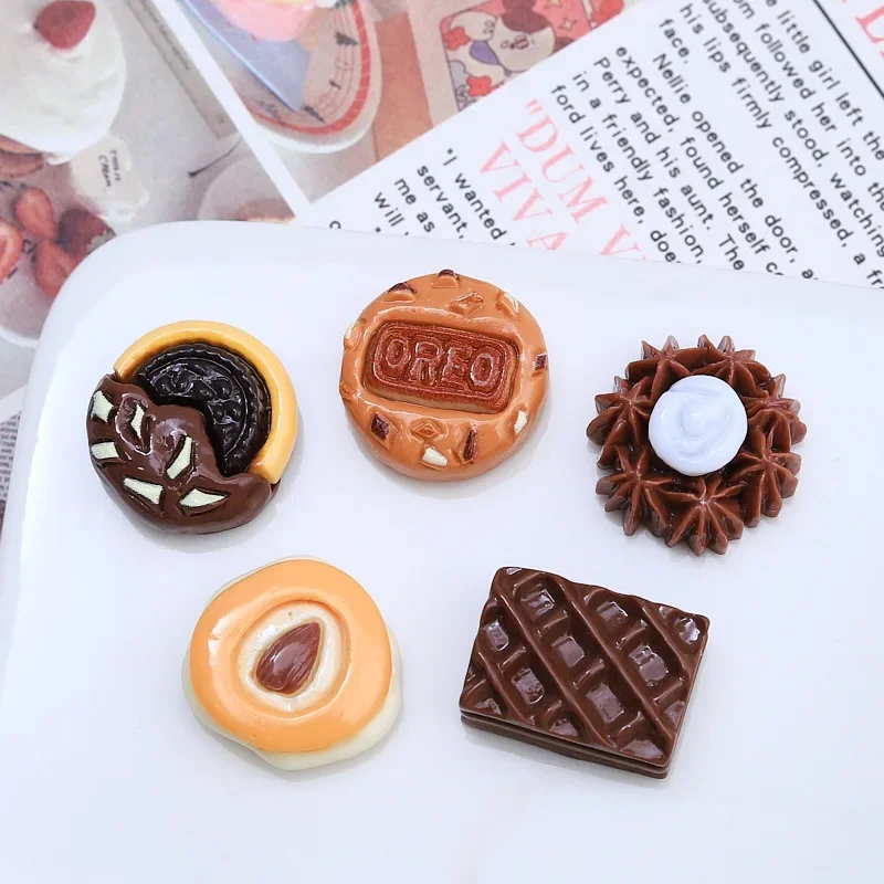 10/100pcs Resin Patch Chocolate Biscuits Cream Glue Accessories Buckle Materials DIY Accessories Hair Clips Resin Accessories