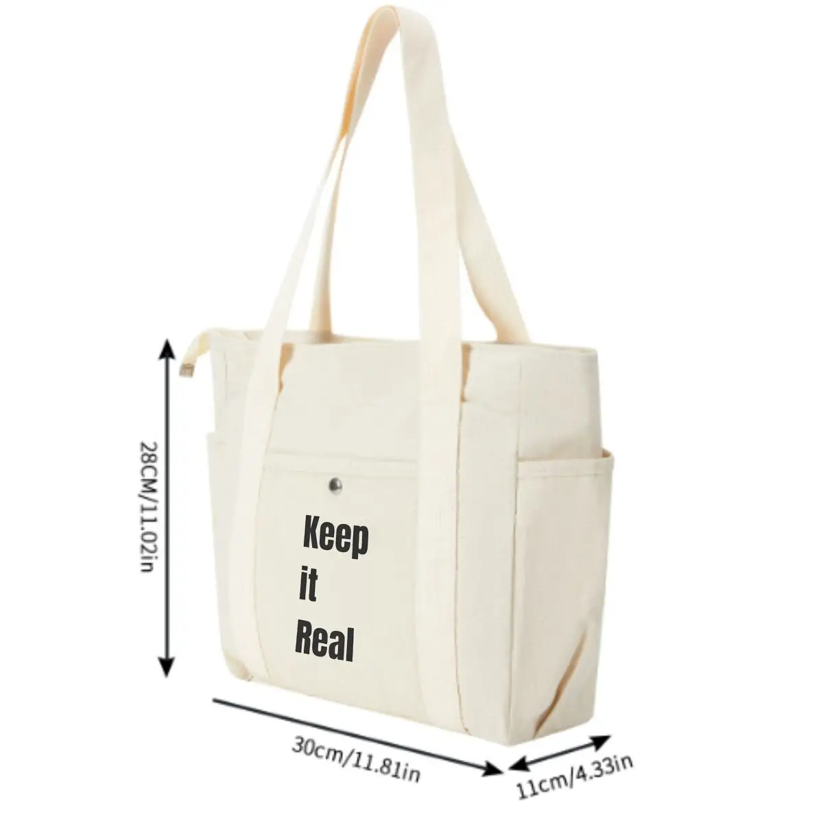 Keep it Real Black Ink Large-capacity Hand-held Canvas Bag