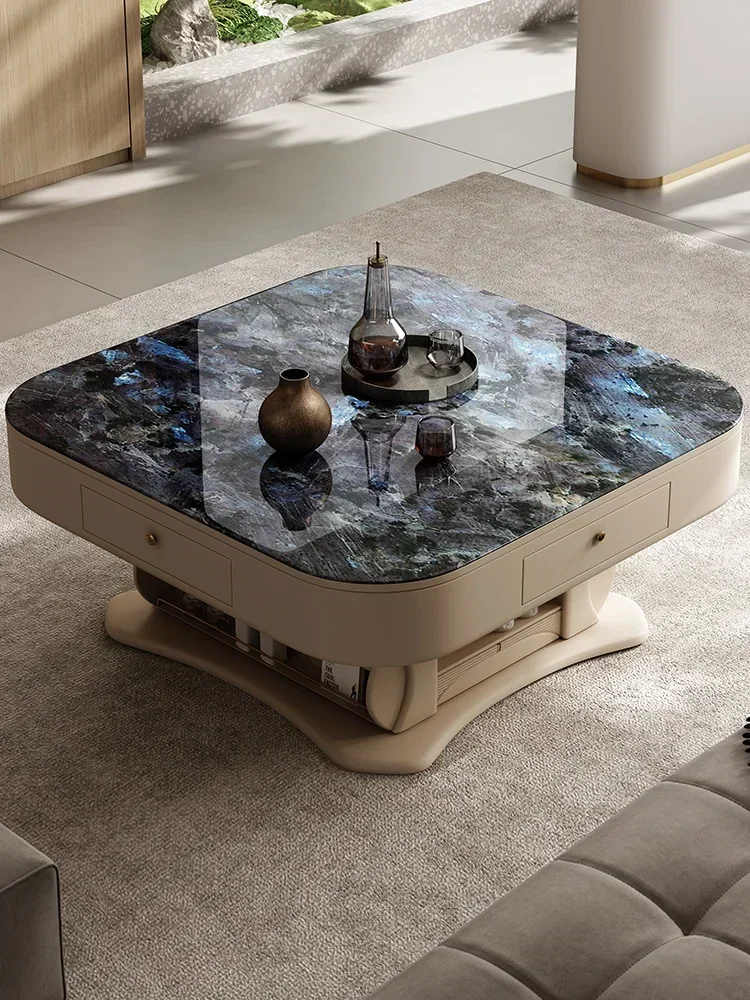 

Премиум многофункциональный чайный стол-трансформер с подъемной каменной столешницей для дома