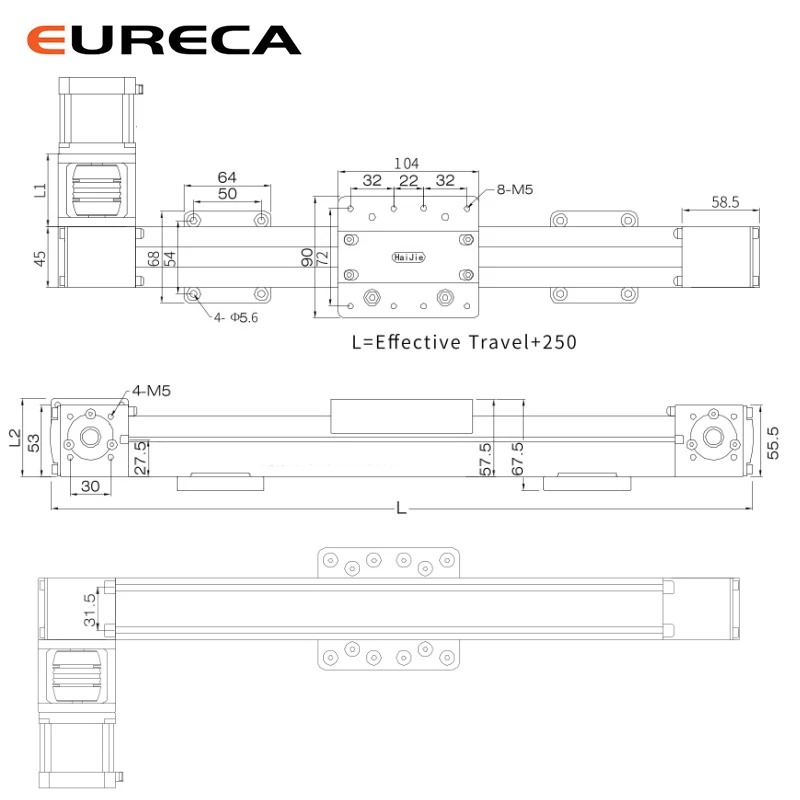 Imagem -03 - Bola Parafuso Precisão Correia Síncrona Deslize Módulo Xyz Três Eixos Pórtico Cantilever Linear Eixo Atuador Guia Trilho Bancada