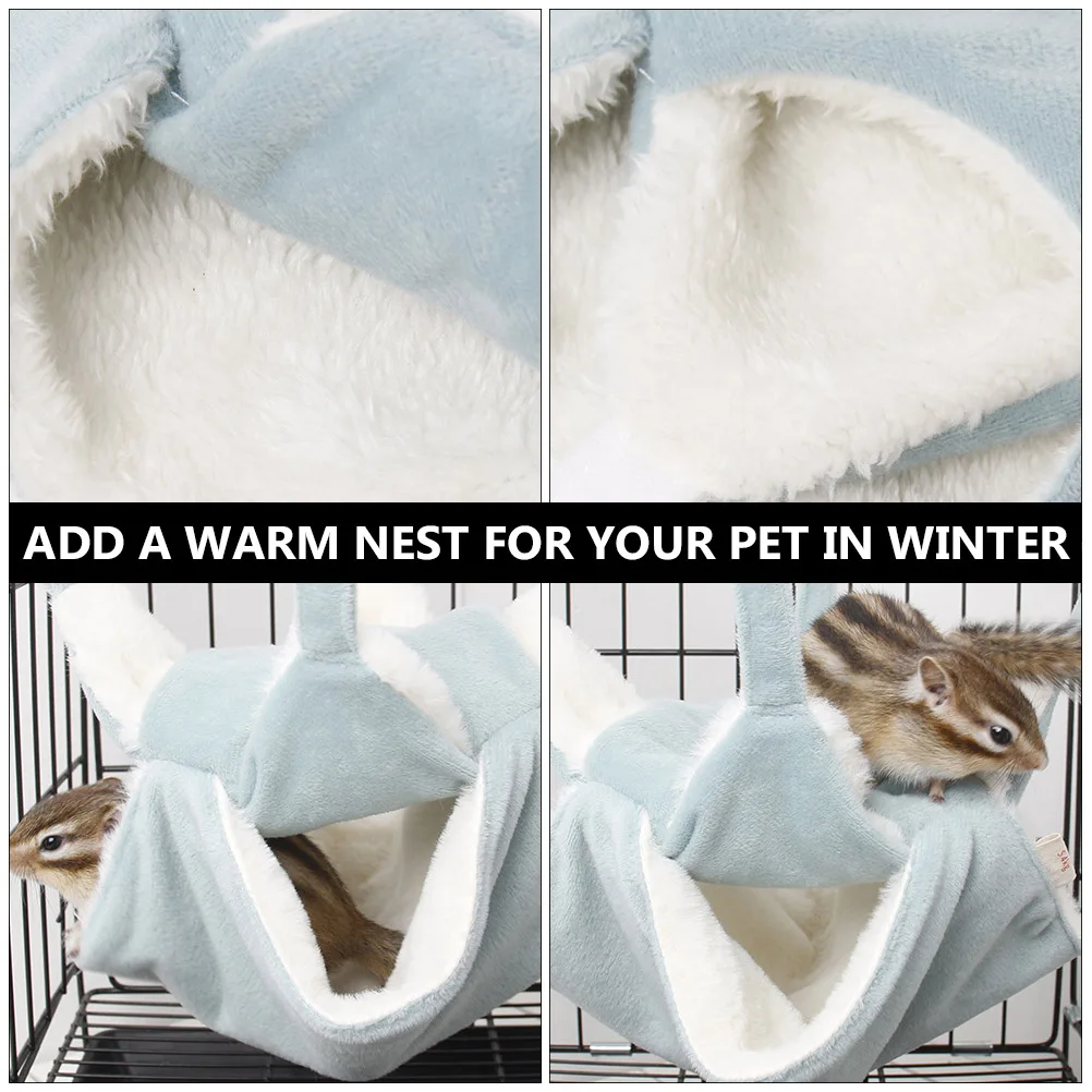

Warm Flannel Pet Hammock Hamster Bed Double Layers Hanging Nest Hideout for Small Animals Soft Comfortable Winter Fall
