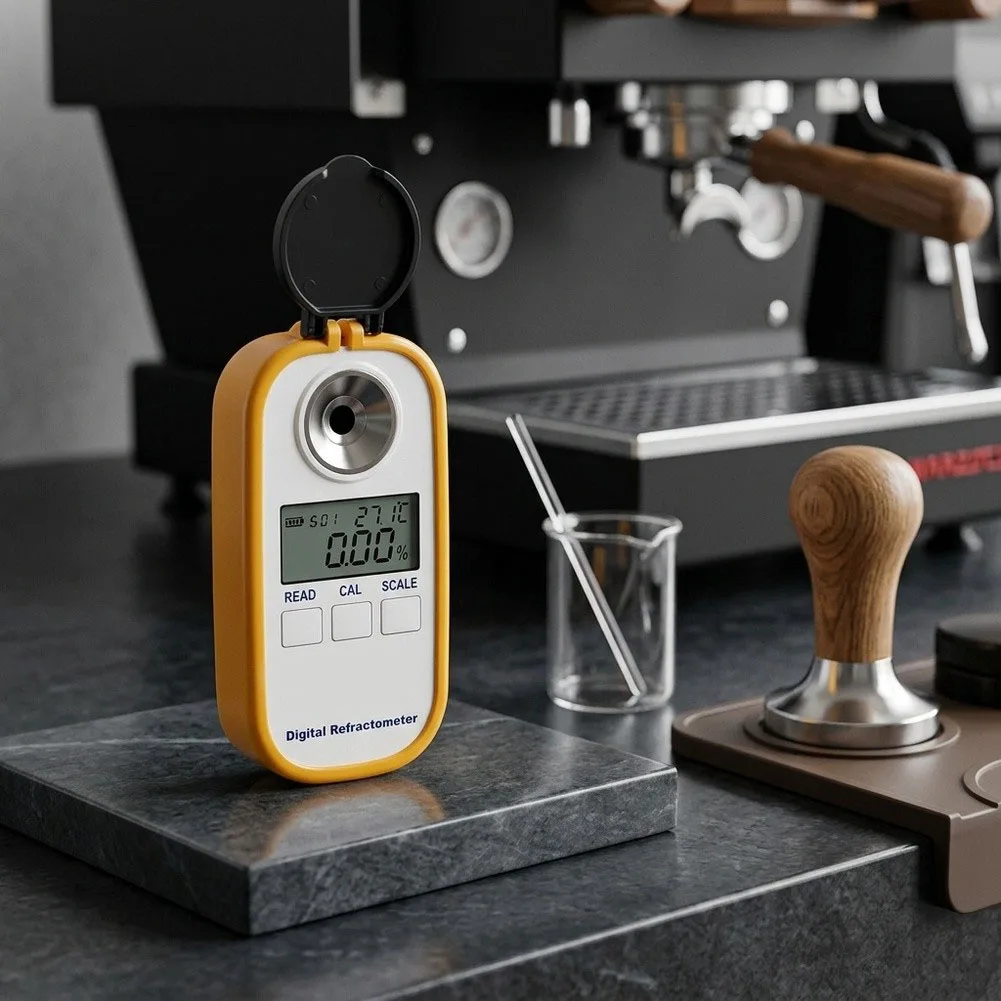 DR701 Digital Refractometer for Coffee Sweetness Testing Beverage Concentration Meter Portable with Lanyard Hole and LCD Screen