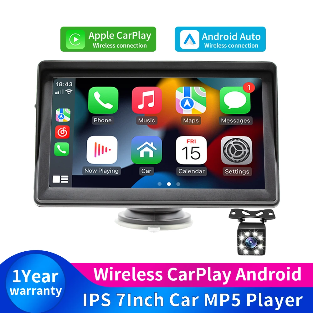 

Car Radio Wireless CarPlay Android Auto Multimedia Video Player 7inch Portable Touch Screen With USB AUX For Rear View Camera