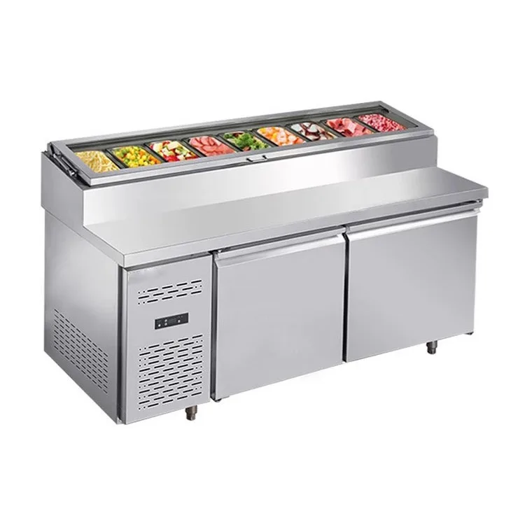 

Pizza spreader, cold dish display cabinet, horizontal salad workbench, commercial air-cooled pizza crisper
