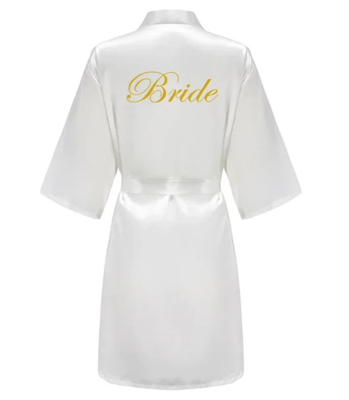 Neue lila Robe Silber schriftlich Mutter des Bräutigams Roben Hochzeit kurze Braut Kimono Brautjungfer Satin Robe Drop Shipping