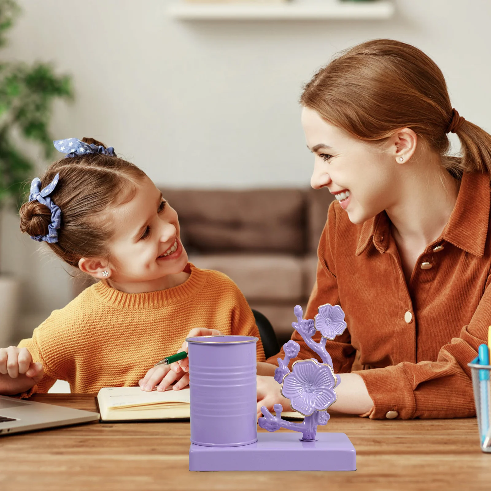 

Iron Art Plum Blossom Pen Holder Multifunctional Desk Organizer Pen Cup Pencil Holder for Office Desktop Accessories