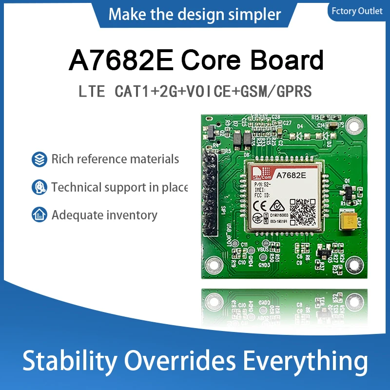 

SIMCOM A7682E Core board LTE Cat 1 module LTE-FDD/GSM/GPRS/EDGE A7682 Compatible with the SIM800C SIM868 series modules