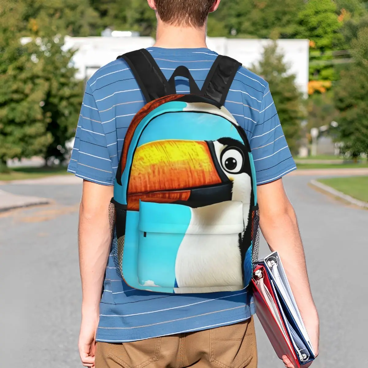Vibrant Tropical Parrot Toco Toucan Realistic Backpack Student BookBag Children School Bag Laptop Shoulder Bags for Men Women