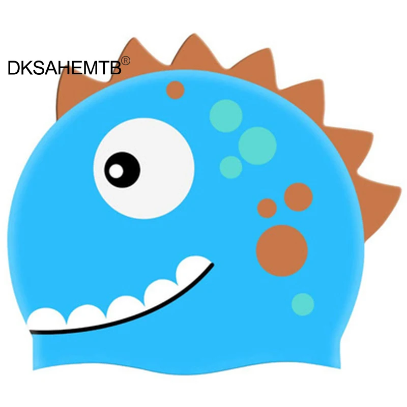 Neue Cartoon Silikon Badekappe Wasserdichte Dinosaurier Lange Haare Sport Schwimmen Pool Hut Erwachsene & Kinder Elastische Badekappe – Detail 5