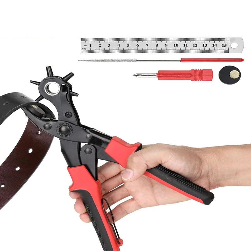 Leather Hole Punch Belt Hole Puncher For Leather, Revolving Punch Plier Kit Leather Punch Plier For Leather