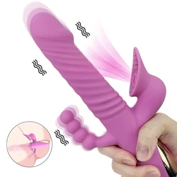 3 In 1 Dildo Rabbit Vibrator Waterproof USB Magnetic Rechargeable Anal Clit Vibrator Sex Toys for Women Couples Sex Shop