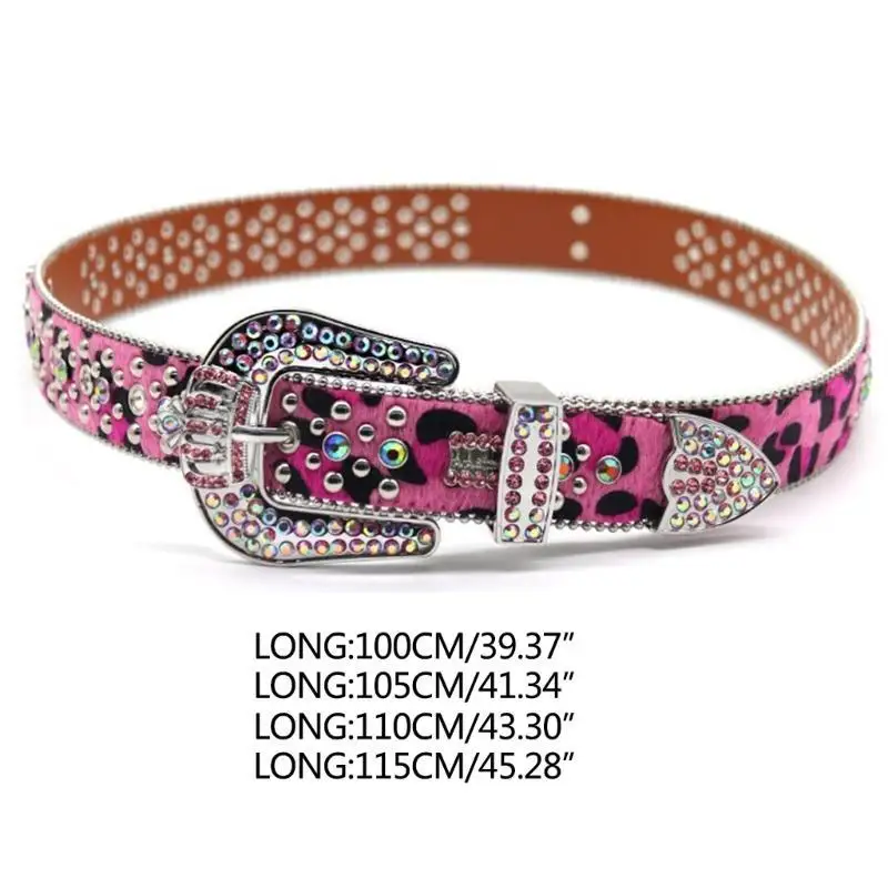 652F أحزمة حجر الراين القوطية المرأة بو الجلود حزام حجر الراين أحزمة Y2K حزام الفتيات