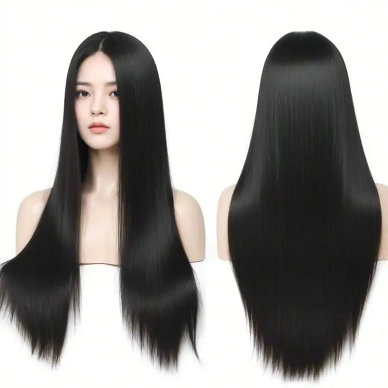 Long Black Synthetic Wig for Costume Women -Quality Synthetic Hair for Women -Versatile Style Perfeet for Any Occasion